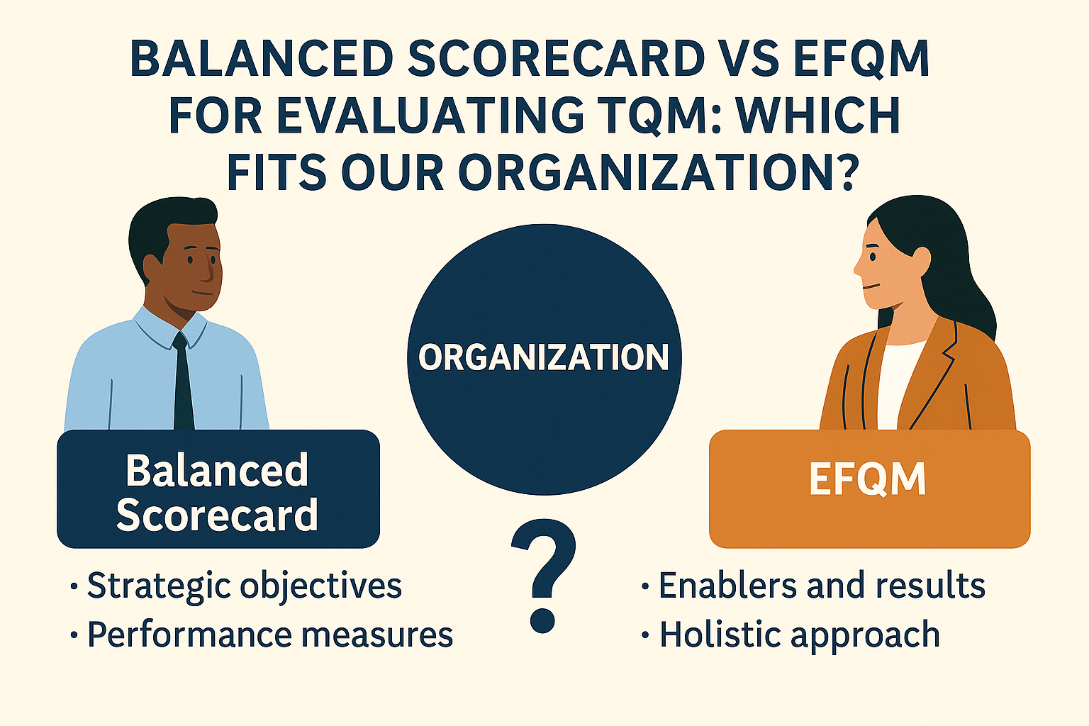 BSC vs EFQM for TQM: pick BSC for strategy execution and KPI alignment, EFQM for holistic maturity and benchmarking—or combine both, starting small.